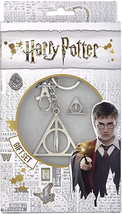 The Carat Shop Harry Potter Deathly Hallows Keyring and Pin Badge Set