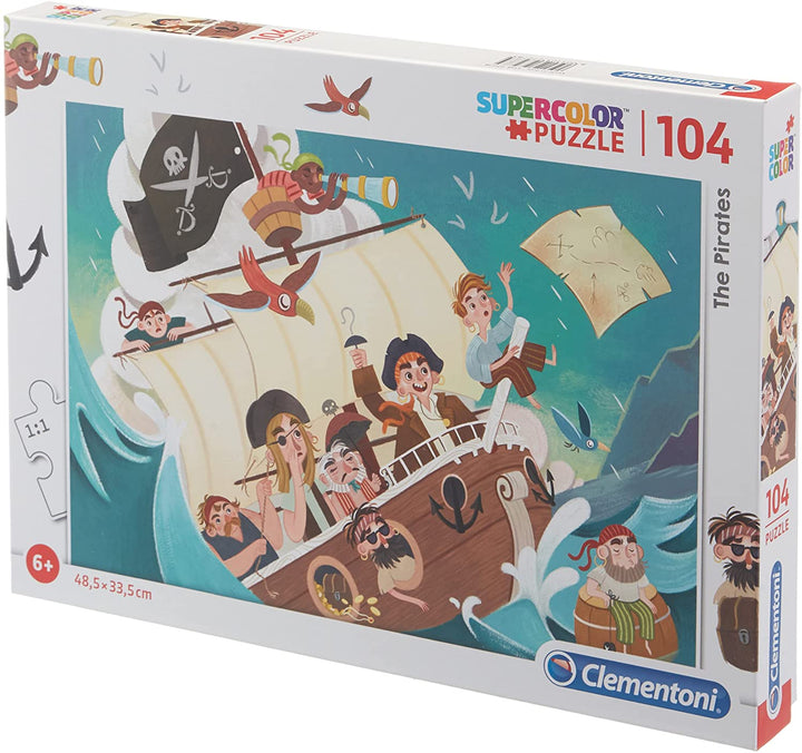 Clementoni – 27278 – Supercolor Puzzle – Piraten – 104 Teile – Hergestellt in Italien – Puzzle für Kinder ab 6 Jahren