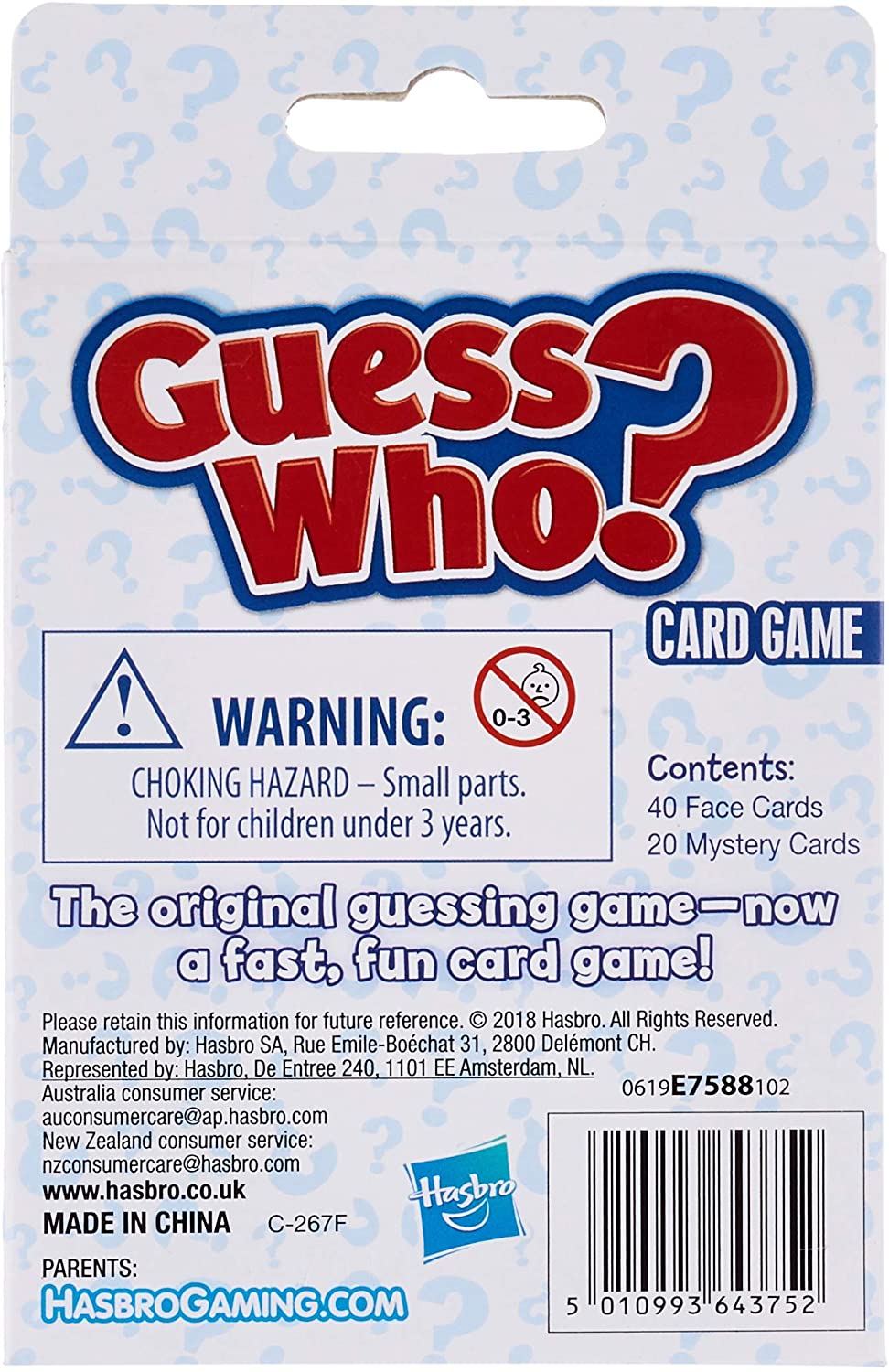 Hasbro E7588UC0 Klassisches Kartenreisespiel Ratet mal wer