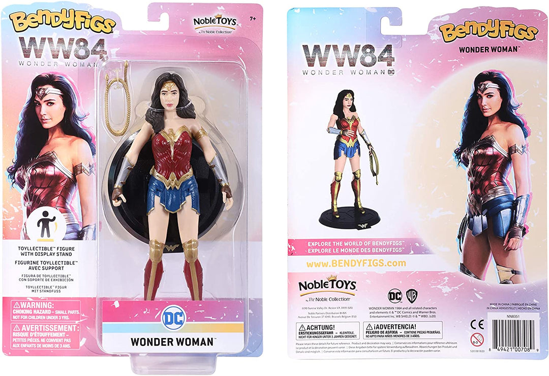 The Noble Collection DC Comics Bendyfigs Wonder Woman - 7,5 pollici (19 cm) Noble Toys DC Figura bambola da collezione pieghevole e posabile con supporto