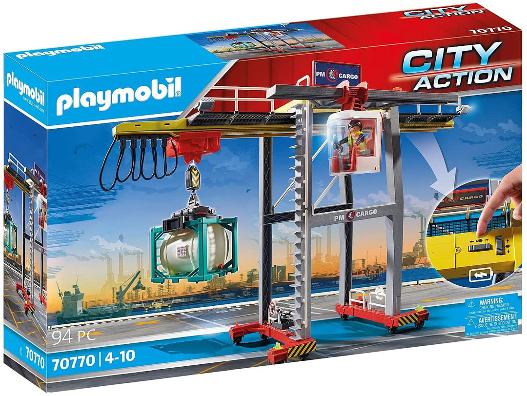 Playmobil City Action 70770 Elektro-Lastenkran mit Container, eingebauter Motor,