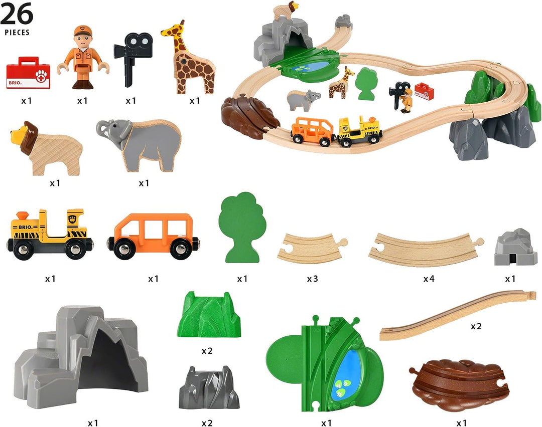 BRIO 33960 Safari-Abenteuerzug-Set für Kinder ab 3 Jahren – kompatibel mit