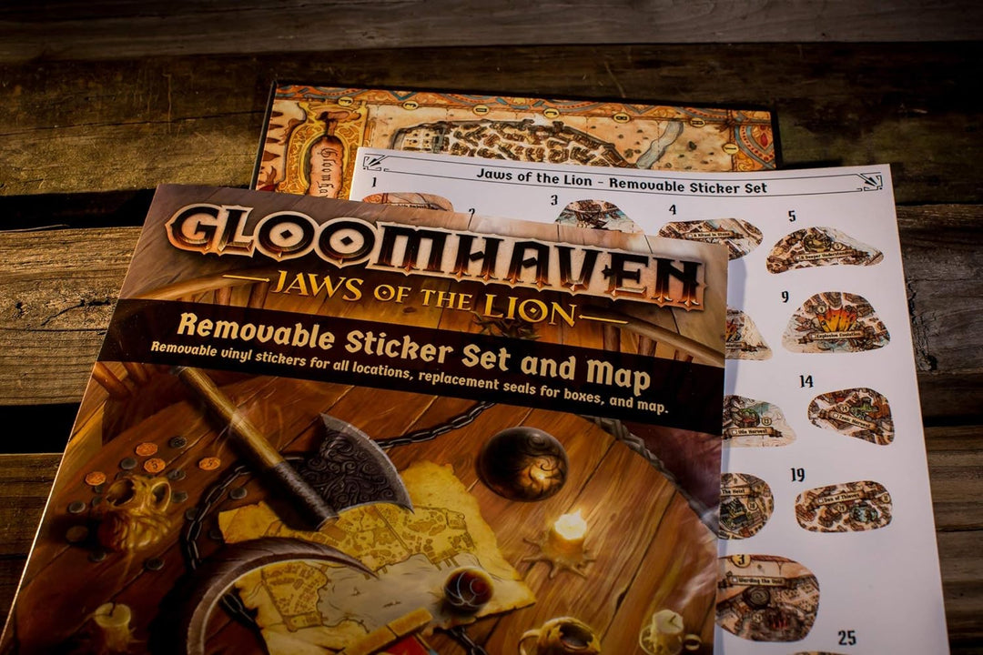 Gloomhaven: Jaws of The Lion Removable Sticker Set & Map