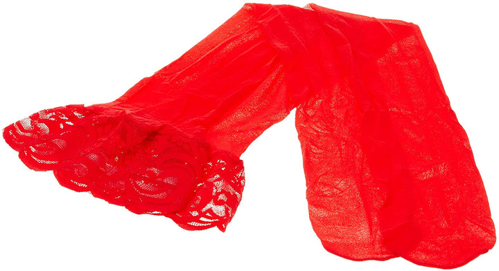 Fever Transparente halterlose Strümpfe für Damen mit Spitzen-Silikonband, Rot, Einheitsgröße, 502057021428