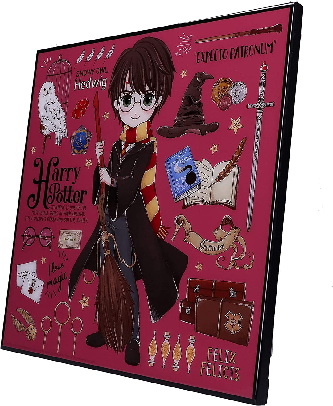 Nemesis Now Harry Potter Cartoon Crystal Clear Picture Art, Pink, 32cm