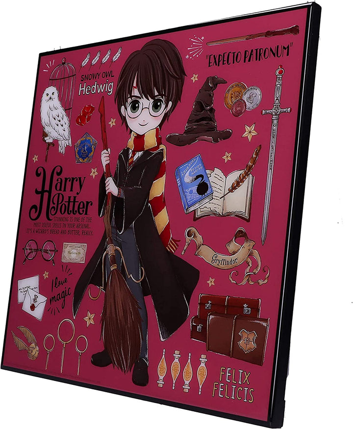 Nemesis Now Harry Potter Cartoon Crystal Clear Picture Art, Pink, 32cm