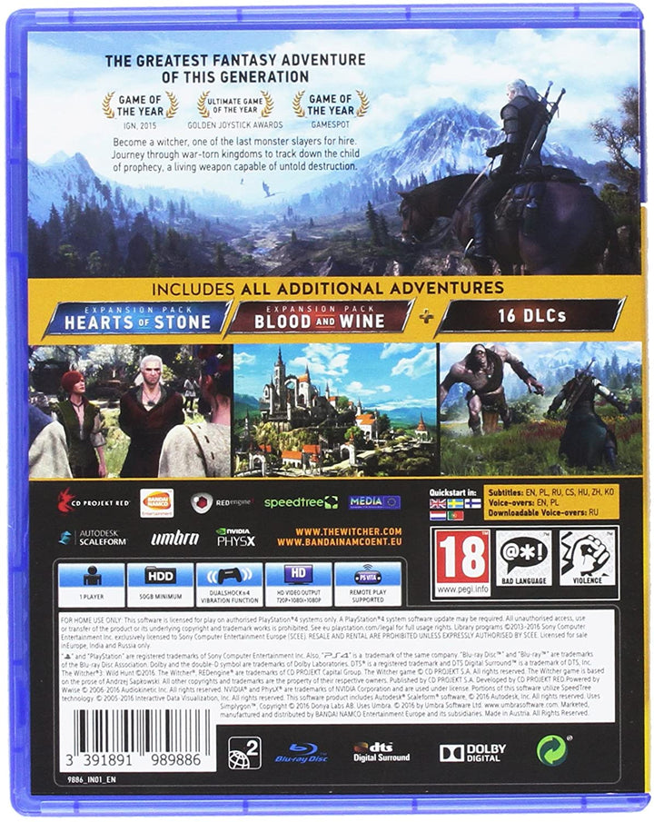 The Witcher 3 Game of the Year-editie (PS4)