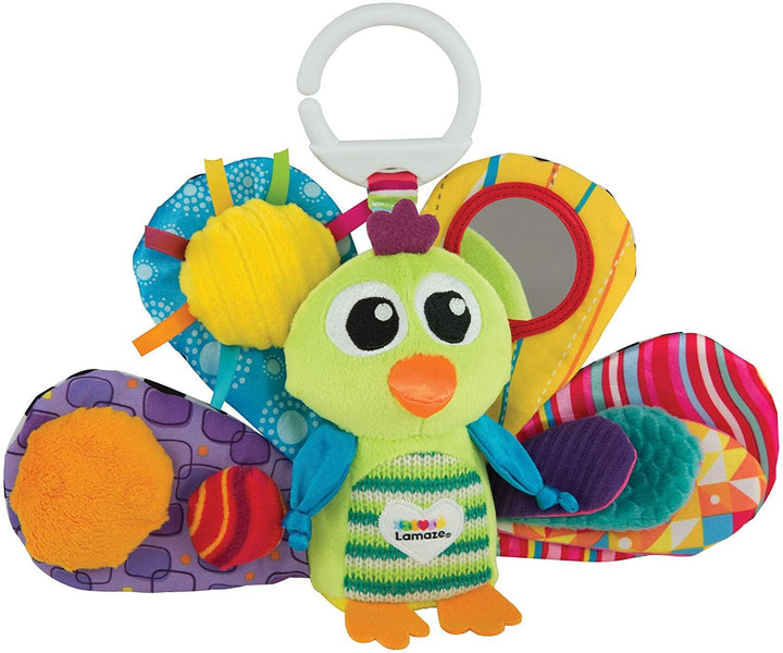 Lamaze Jacques the Peacock, Clip on Pram and Pushchair Newborn Baby Toy - Yachew