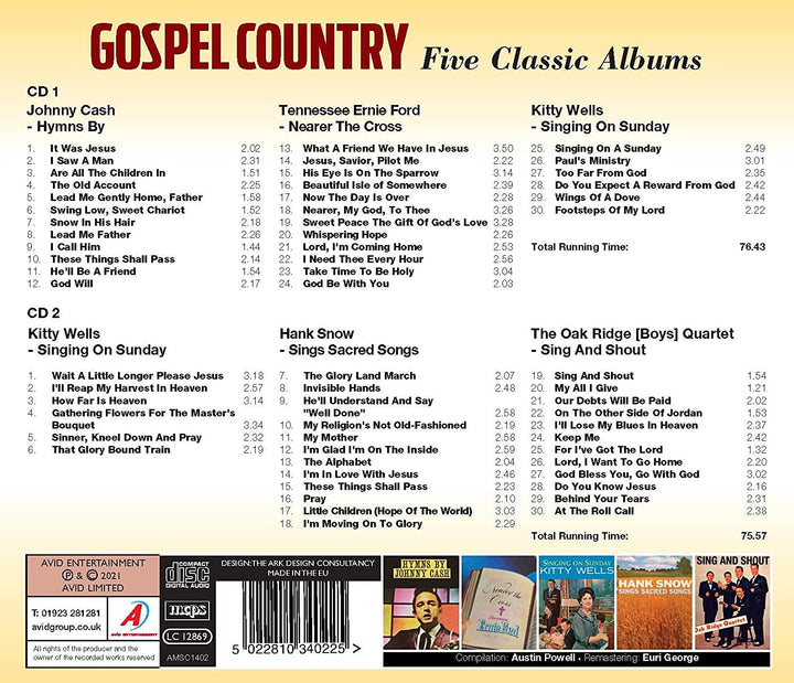 Country Gospel – Fünf klassische Alben (Hymns By / Nearer The Cross / Singing On S [Audio CD]