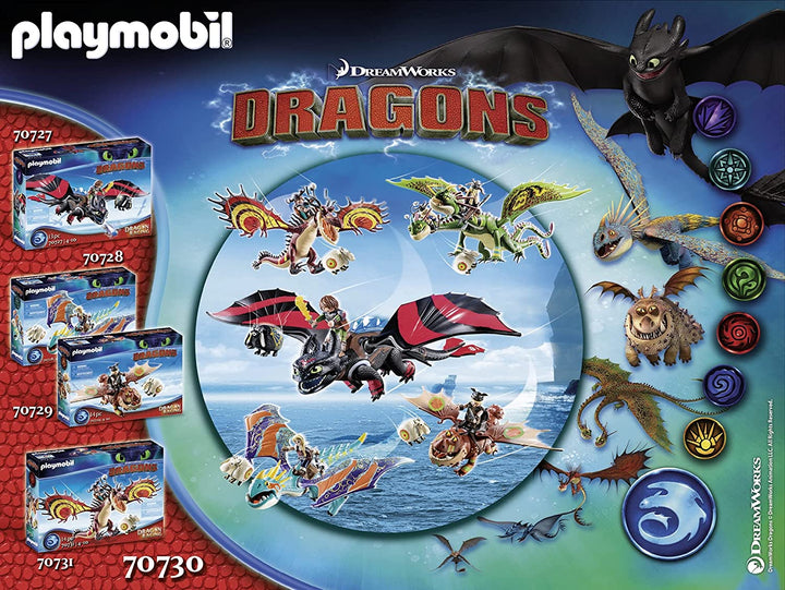 PLAYMOBIL DreamWorks Dragons 70730 Drachenrennen: Ruffnut und Tuffnut mit Kotzen und Rülpsen, für Kinder ab 4 Jahren