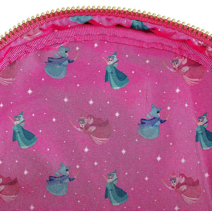 Loungefly Disney Sleeping Beauty Floral Fairy Godmother Mini-Schulterrucksack für Damen mit doppeltem Riemen