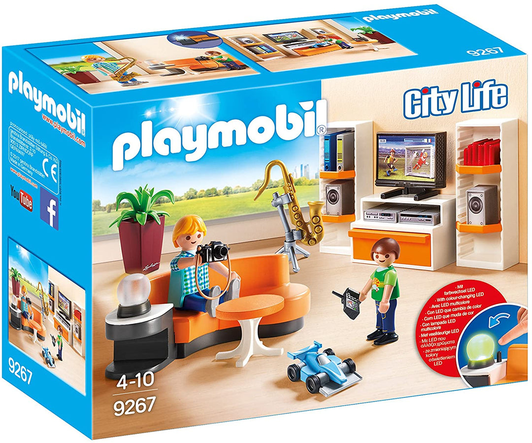 Playmobil City Life 9267 Wohnzimmer mit Lichteffekten für Kinder ab 4 Jahren