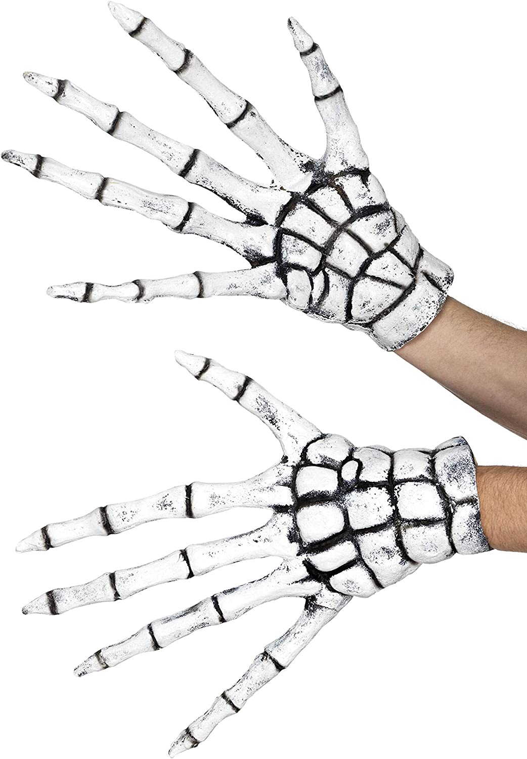 Smiffys 48181 Grim Reaper/Skelett-Handschuhe, Weiß, Einheitsgröße