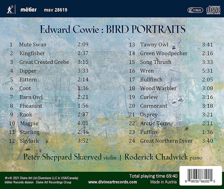 Cowie: Vogelporträts [Peter Sheppard Skærved; Roderick Chadwick] [Divine Art: MSV28619] [Audio CD]