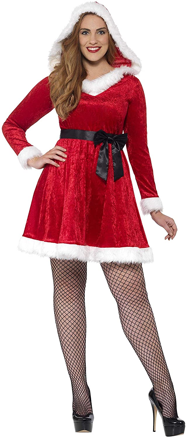 Smiffys Curves Miss Santa Kostüm, Rot, XXL – UK-Größe 24–26