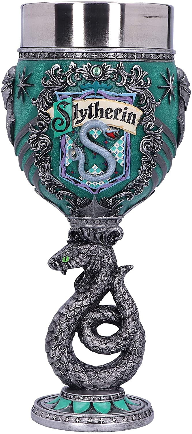 Nemesis Now Harry Potter Slytherin Hogwarts House Collectaible Goblet, Green Silver, 19.5cm