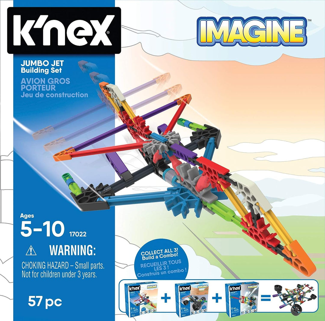 K'Nex 17022 Imagine Set Jumbo Jet Construction, 60 Teile, Alter 5–10, Konstruktionsspielzeug, mehrfarbig
