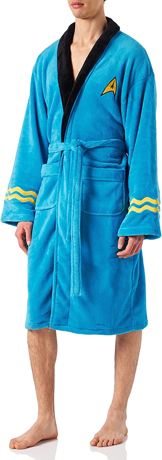 Groovy Star Trek Bathrobe Dressing Night Gown Mens Robe Official Merch Blue Spoc