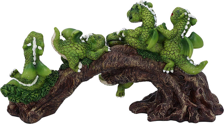 Daring Dragonlings Grüne Baby-Drachen auf Ast-Figur