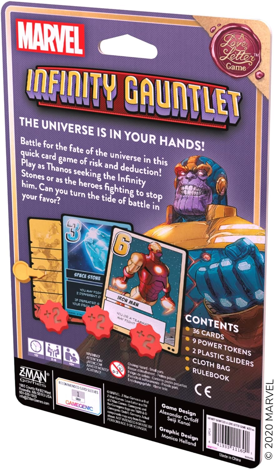 Z Man Games ZMGMZ01 Marvel Infinity Gauntlet: Ein Liebesbriefspiel, gemischte Farben