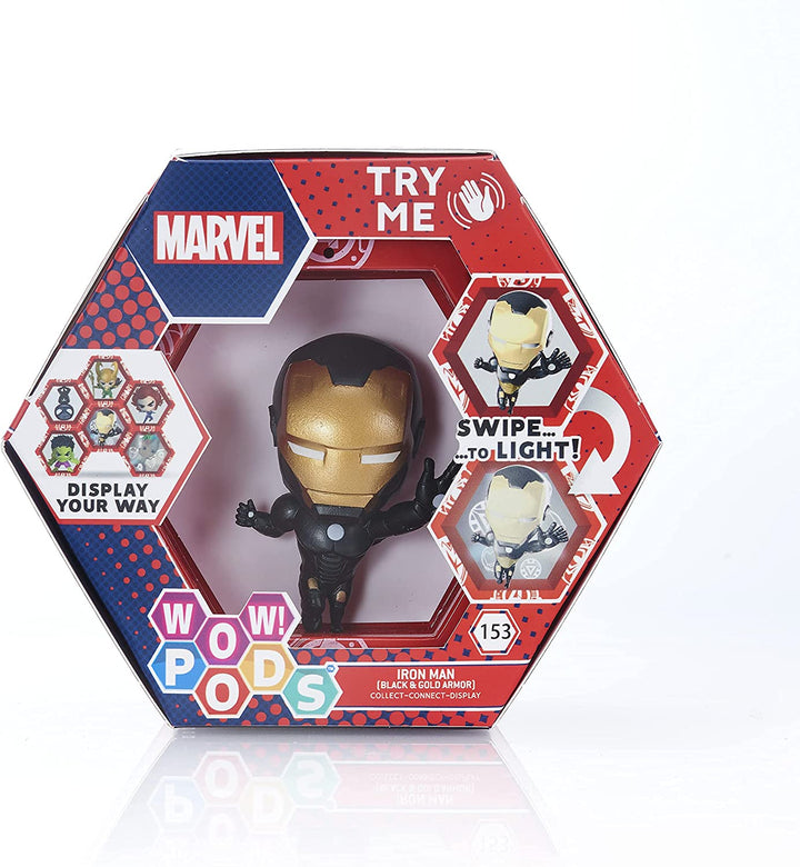 WOW! PODS Avengers Collection – Iron Man Metallic Limited Edition | Leuchtende Superhelden-Wackelkopffigur | Offizielle Marvel-Spielzeuge, Sammlerstücke und Geschenke