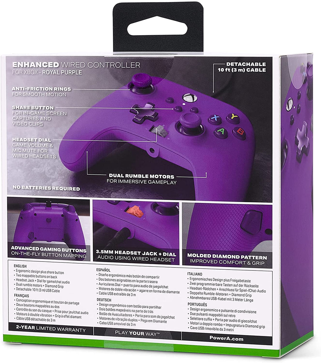 PowerA Enhanced Wired Controller für Xbox Series X|S – Royal Purple, Gamepad, Wi