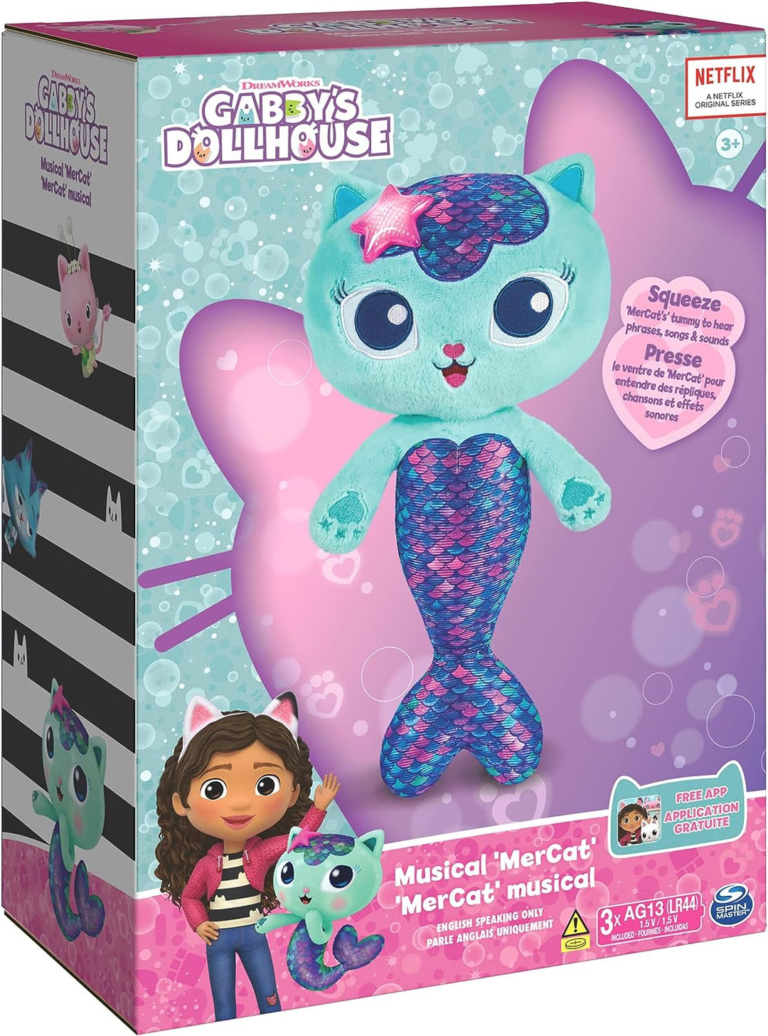Gabby’s Dollhouse, 35.6cm Interactive Talking MerCat Plush Kids’ Toys with Light