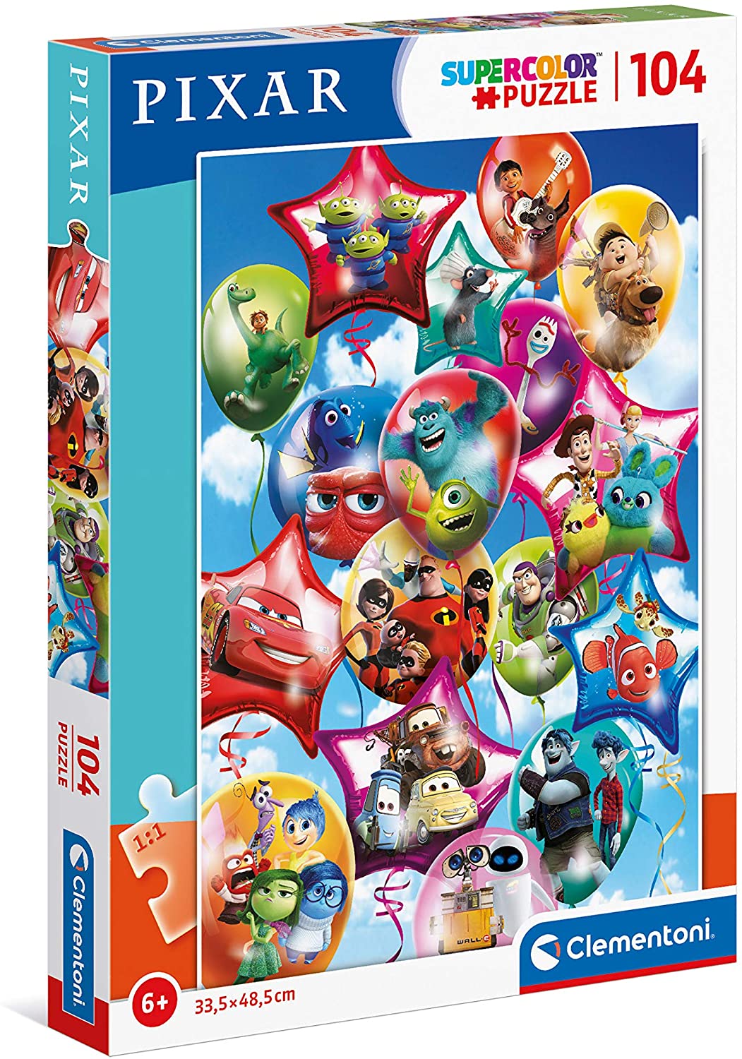 Clementoni 25717, Pixar Party Supercolor Puzzle für Kinder – 104 Teile, ab 6 Jahren