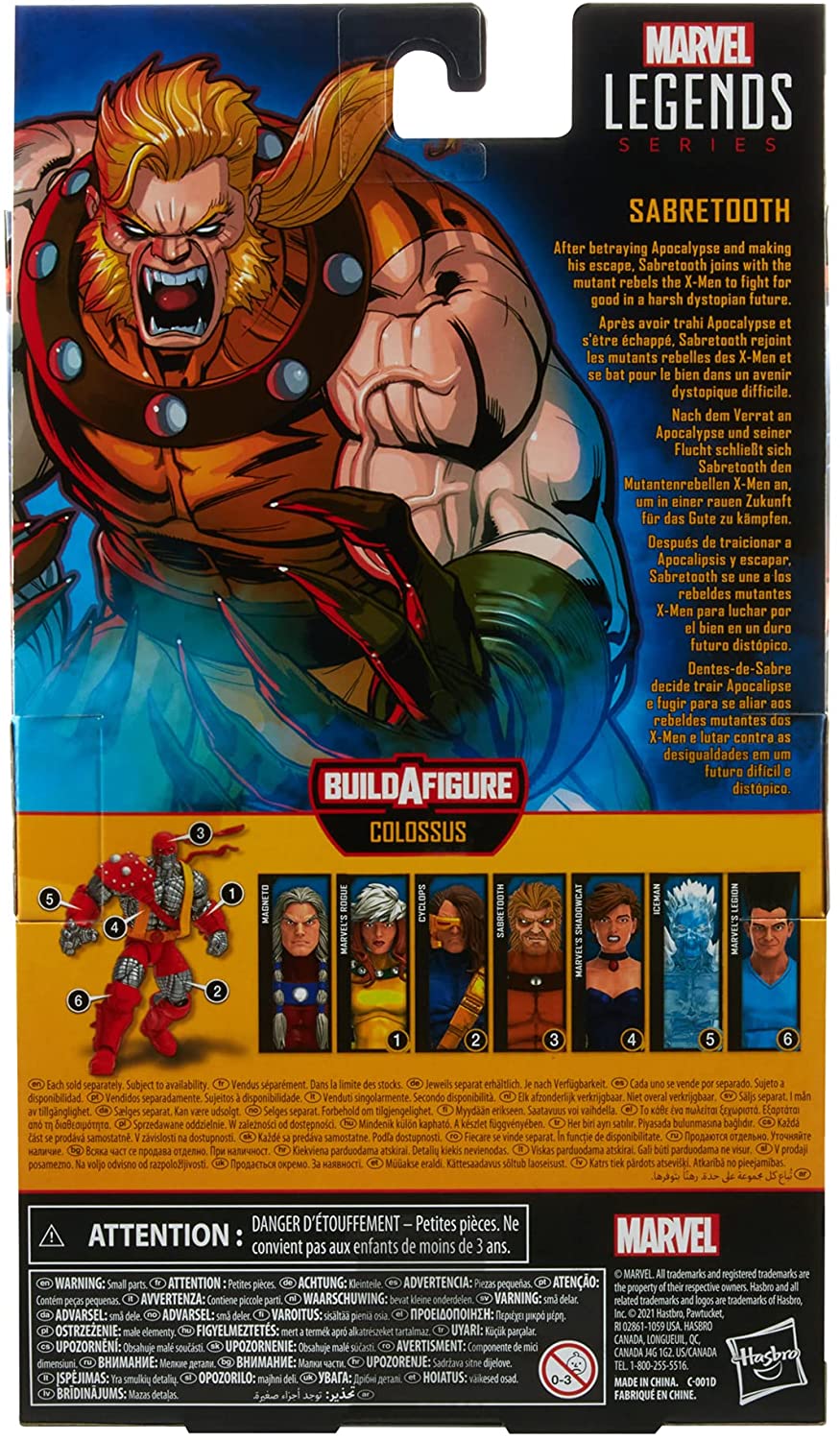 Marvel Hasbro Legends Series 15 cm große Actionfigur Toy Sabretooth, Premium-Design, 1 Figur, 3 Zubehörteile und 1 Build-A-Figure-Teil
