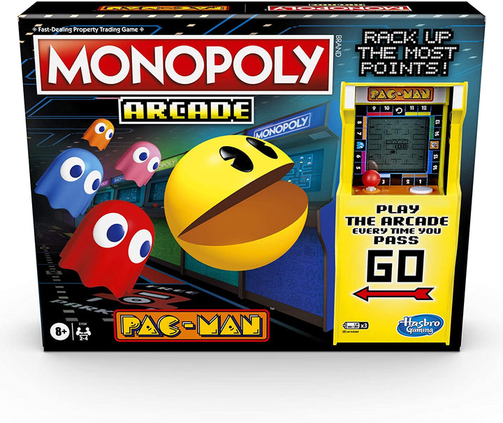 Monopoly Arcade Pac-Man-Spiel; Monopoly-Brettspiel für Kinder ab 8 Jahren; Beinhaltet Bank- und Arcade-Einheit