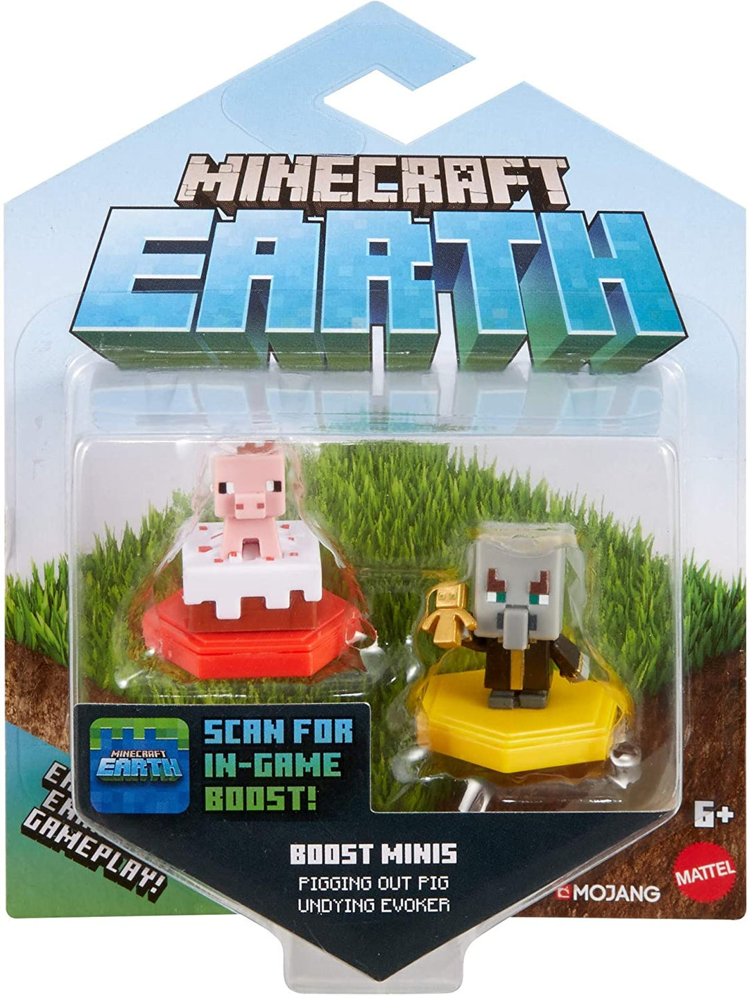 MINECRAFT Earth BOOST MINIFIGUREN 2ER-PACK NFC-Chip-Spielzeug, Earth Augmented Reality-Handyspiel, basierend auf dem Minecraft-Videospiel, ideal zum Spielen, Tauschen und Sammeln, Abenteuerspielzeug