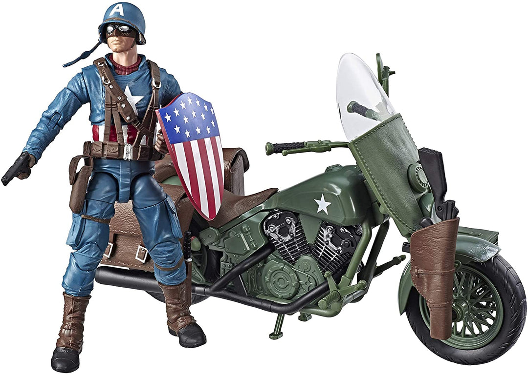 Marvel Legends 80 Jahre Deluxe Captain America mit Motorrad-Figurenset