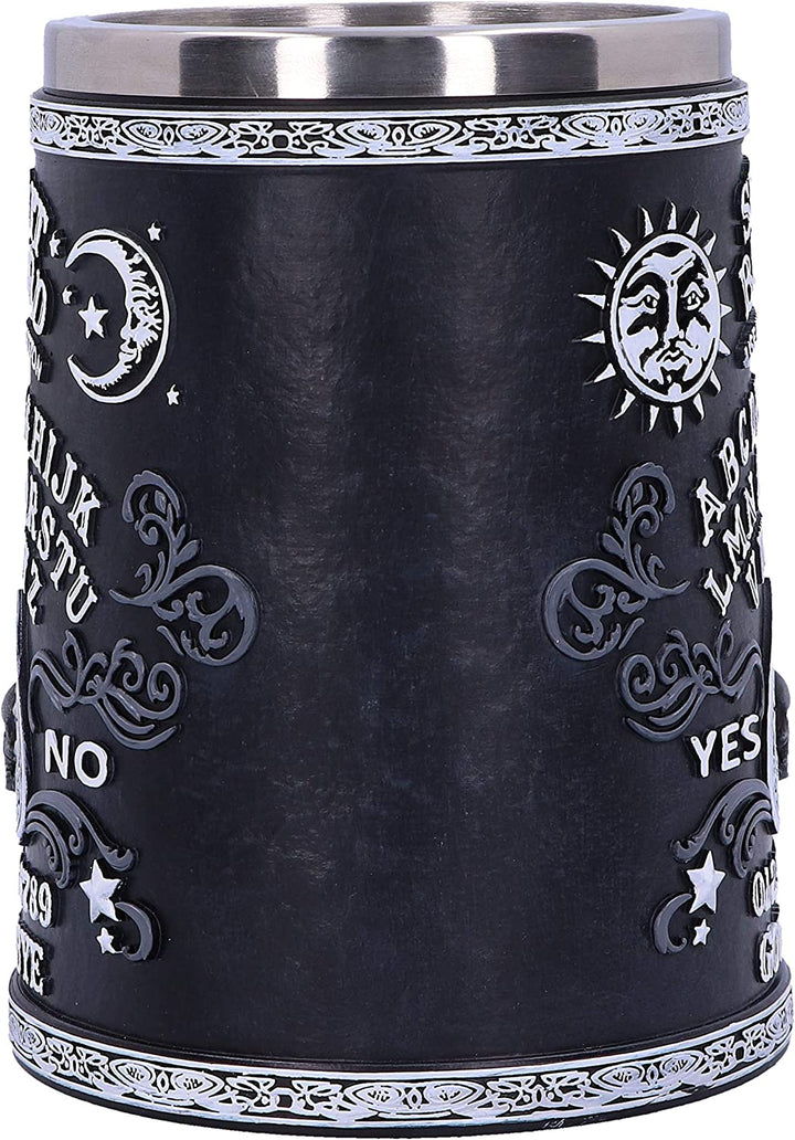 Nemesis Now Black and White Spirit Board Humpenbecher, Harz mit Edelstahleinsatz, 14,5 cm
