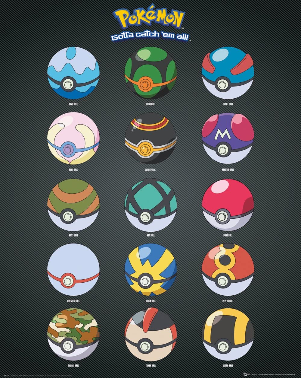 GB Eye LTD, Pokemon, Pokeballs, Mini-Poster, 40 x 50 cm, Holz, mehrfarbig, 65 x 3,5 x 3,5 cm