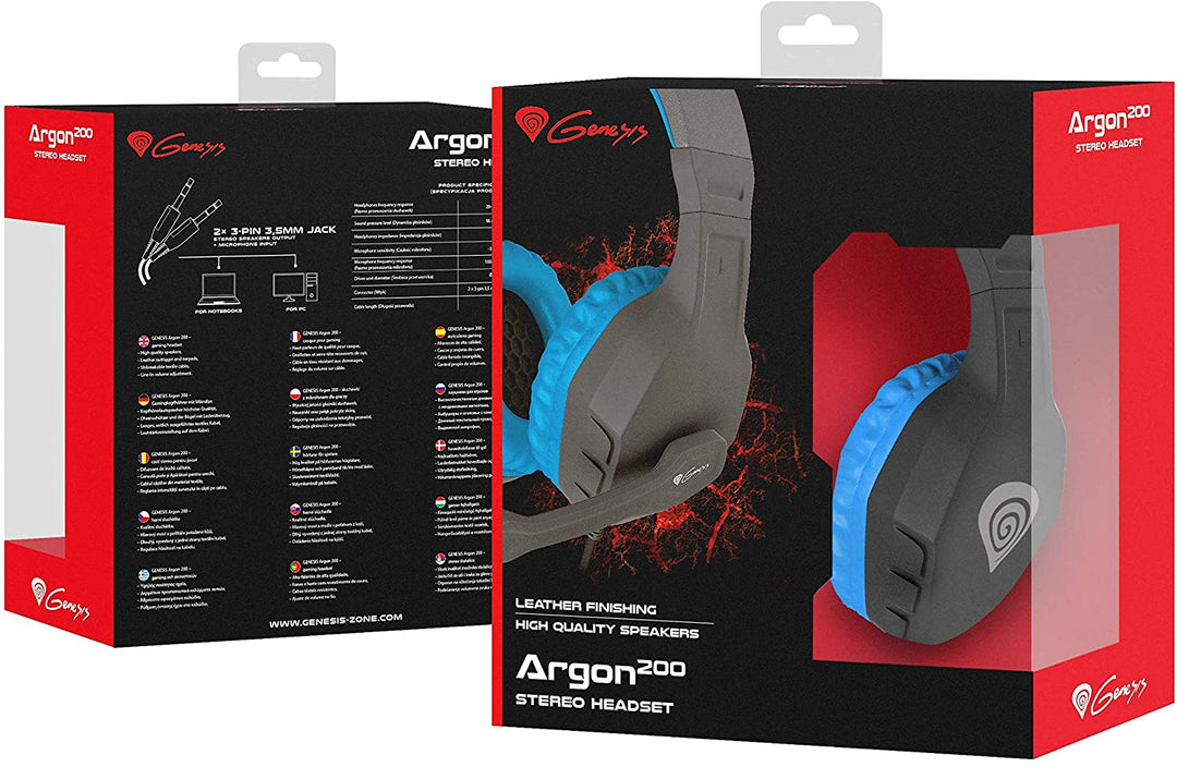 Genesis Argon Blue 200 Gaming Headset with Microphone Mini Jack 3.5 Mm X2 PC