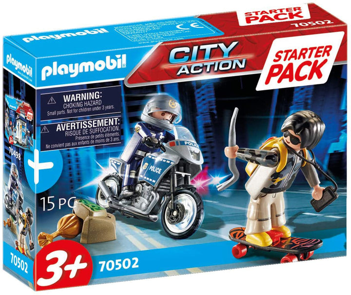 Playmobil 70502 City Action Police Chase Petit pack de démarrage, pour les enfants à partir de 3 ans
