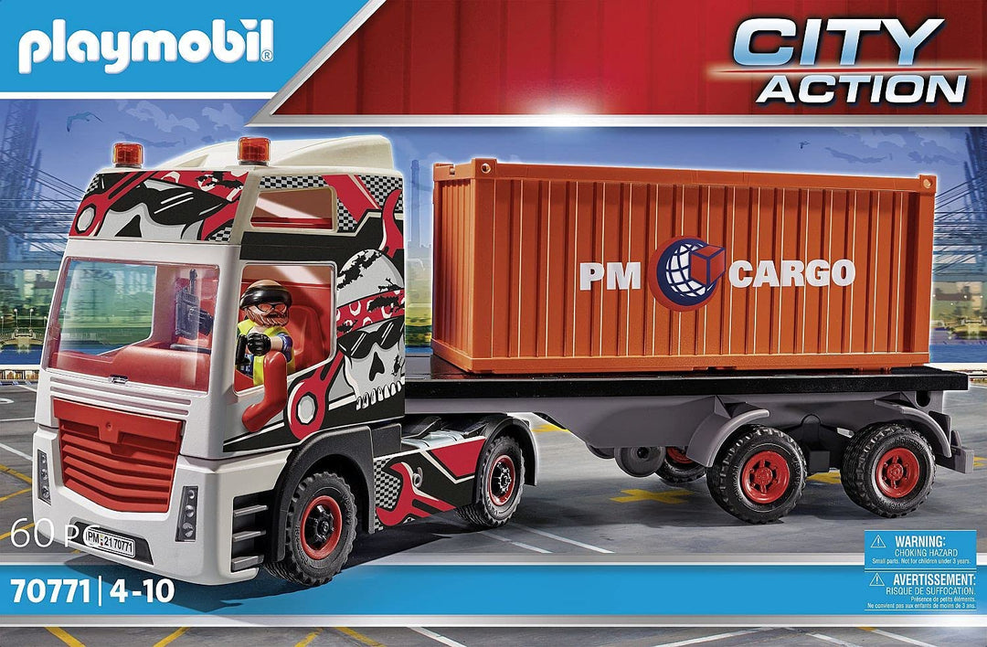 Playmobil City Action 70771 LKW mit Frachtcontainer, RC-kompatibel, für Kinder ab 4 Jahren