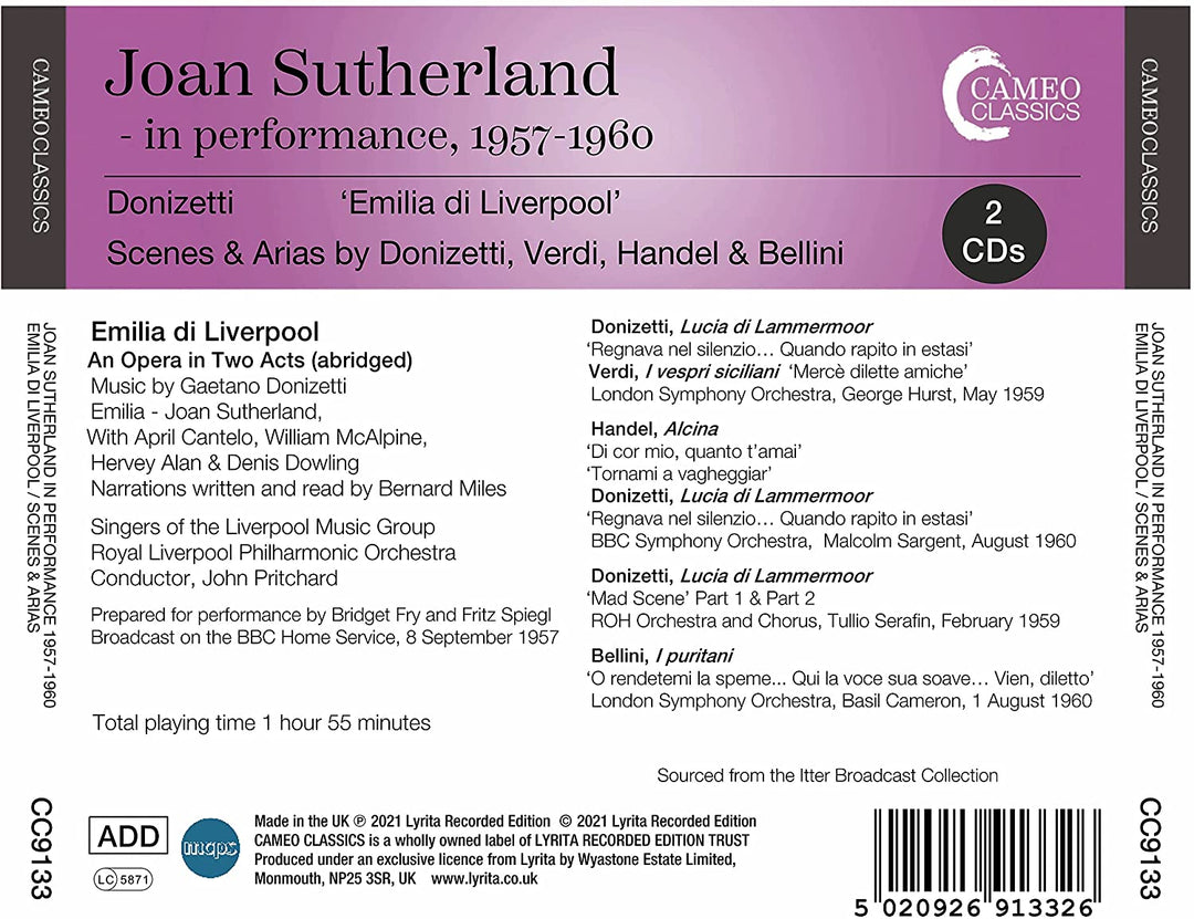 Joan Sutherland - Joan Sutherland in Performance 1957-1960 [Audio CD]