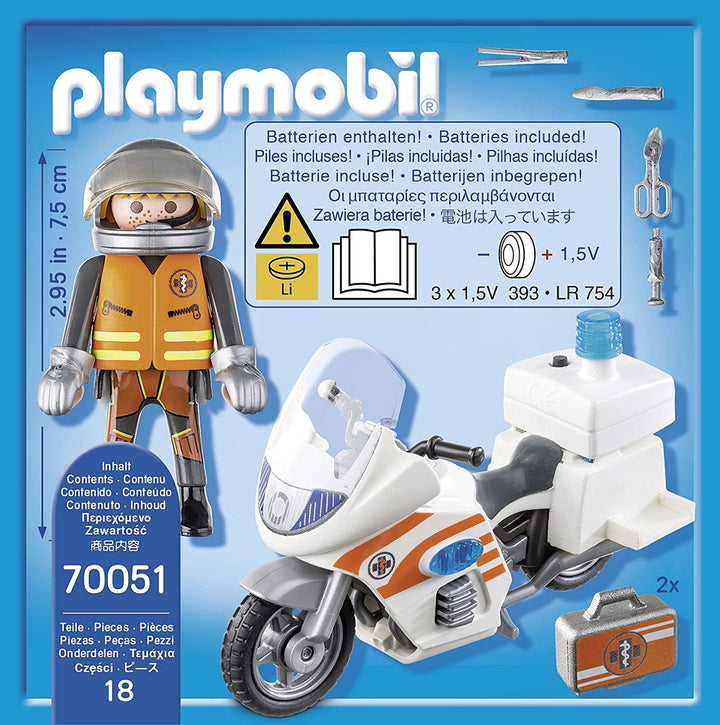 Playmobil 70051 City Life Hospital Moto de emergencia con luz intermitente
