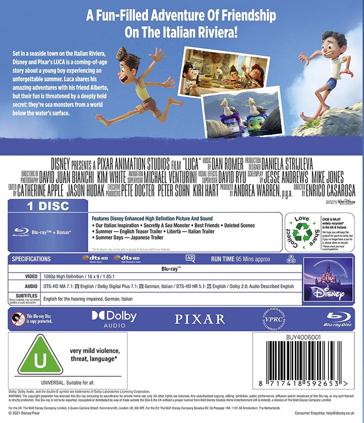 Disney &amp; Pixars Luca Blu-ray – Animation [Blu-ray]
