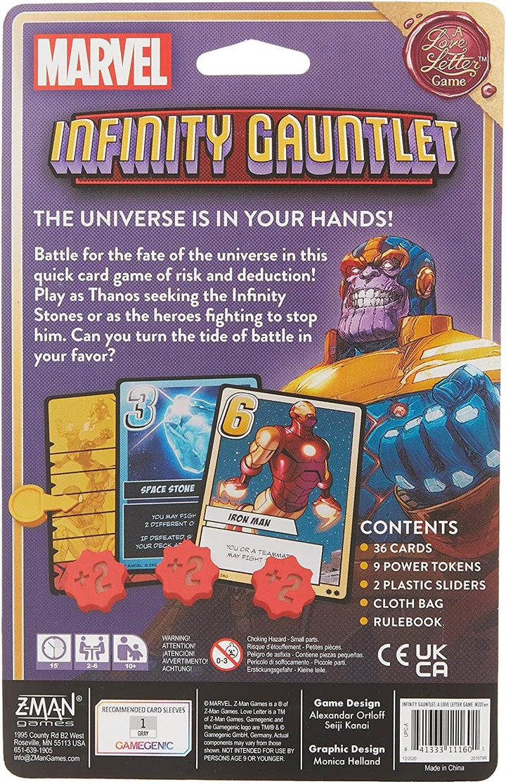 Z Man Games ZMGMZ01 Marvel Infinity Gauntlet: Ein Liebesbriefspiel, gemischte Farben