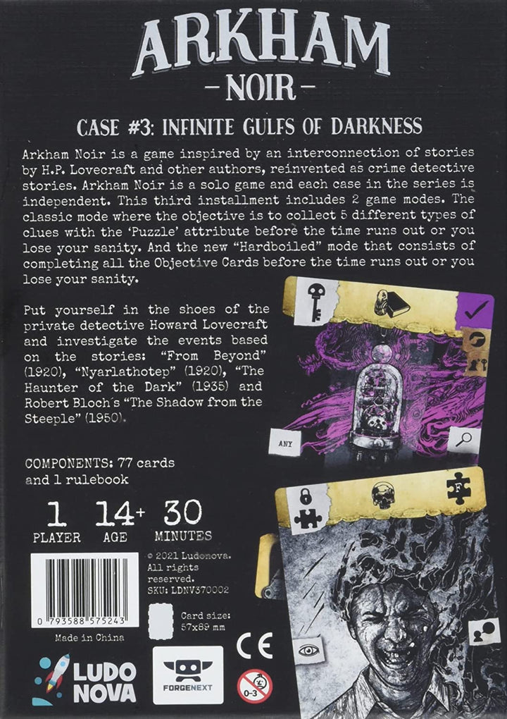 Arkham Noir 3 Infinite Gulfs Of Darkness Ein Solospiel von Yves Tourigny, inspiriert von den Geschichten von HP Lovecraft