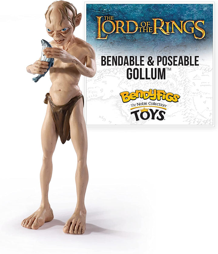 The Noble Collection LoTR Bendyfigs Gollum – Offiziell lizenzierte, 19 cm (7,5 Zoll) große, biegsame, bewegliche Puppenfiguren zum Sammeln mit Ständer