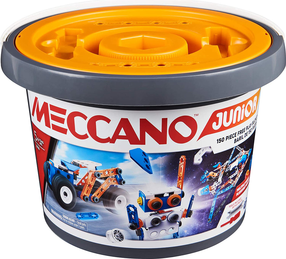 Meccano Junior, 150-delige emmer STEAM-modelbouwpakket voor spelen met een open einde