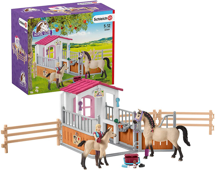 Schleich 42369 stall with Arab Horses and Groom