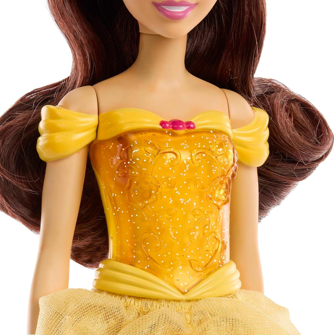Disney Princess Toys, Belle Posable Fashion Doll with Sparkling Clothing and Accessories