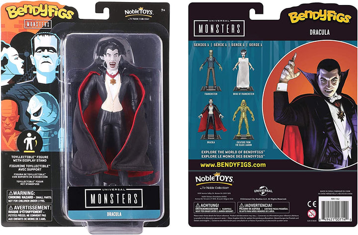 The Noble Collection Bendyfigs Dracula, offiziell lizenziertes, biegbares Dracula-Spielzeug, 19 cm, bewegliche, sammelbare Puppenfiguren mit Ständer – für Kinder und Erwachsene