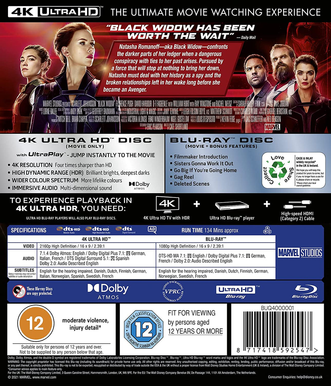 Marvel Studios Black Widow UHD – Action/Abenteuer [Blu-ray]