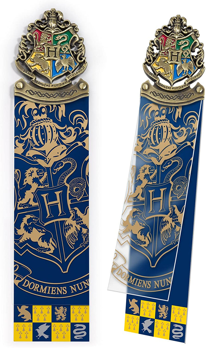 The Noble Collection - Marcapáginas con escudo de Harry Potter Hogwarts, 6.7in (17cm), marcapáginas de PVC y tarjetas de metal fundido a presión