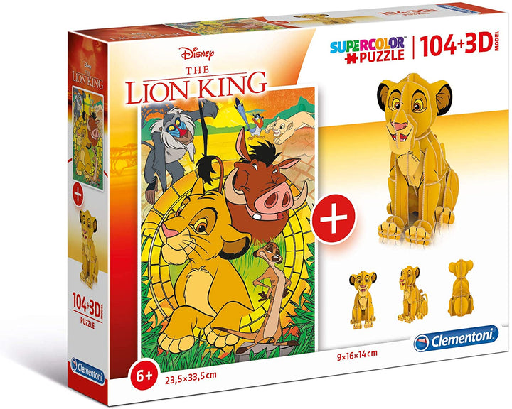 Clementoni – 20158 – Puzzle für Kinder – 3D-Modell – König der Löwen – 104 Teile